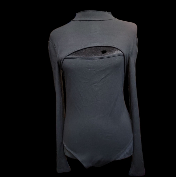 NWT MangoPop Large Elegant Black Long Sleeve Women's Bodysuit - Picture 12 of 14